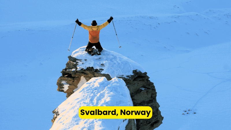 The frozen landscapes of Svalbard, Norway, a remote Arctic wilderness.